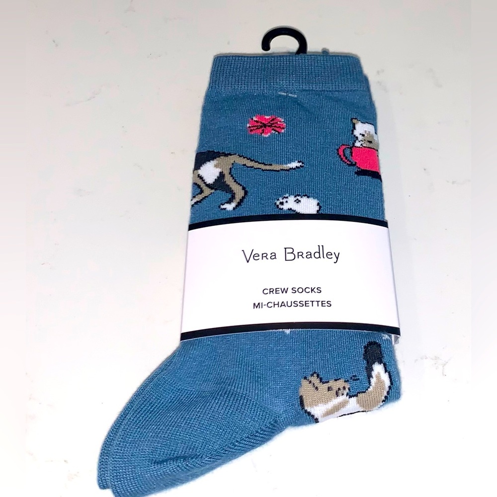 VERA BRADLEY, “Cat’s Meow” Crew Socks. Women’s Size 5-10.